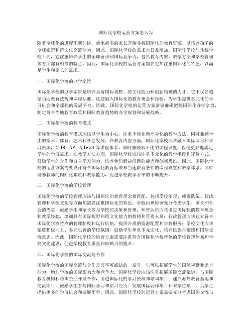 国际化学校运营方案怎么写