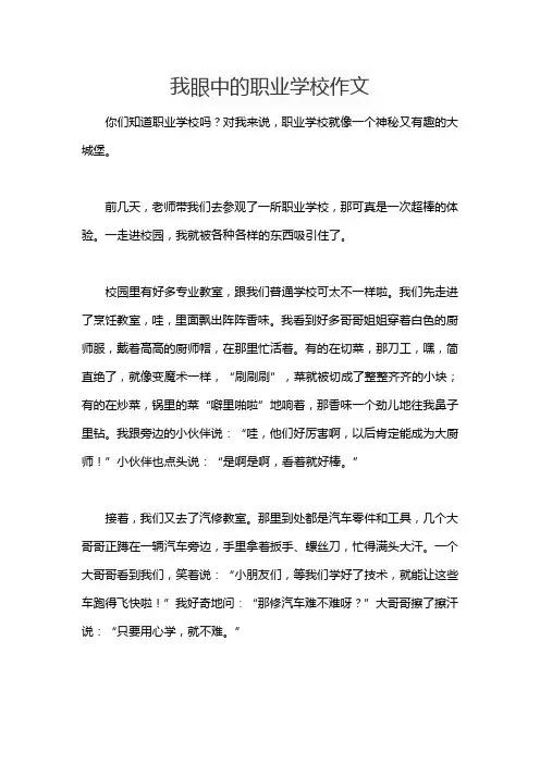 我眼中的职业学校作文