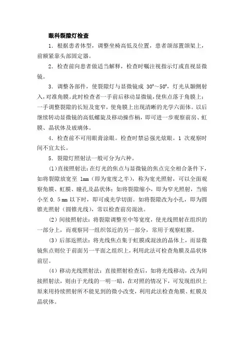 眼科裂隙灯检查
