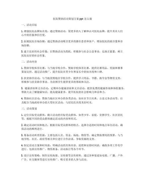 医院赞助活动策划方案ppt怎么做