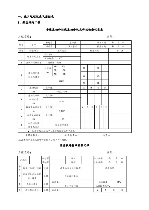 节能工程施工记录及检验表
