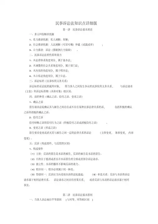 民事诉讼法知识点详细版重点讲义资料