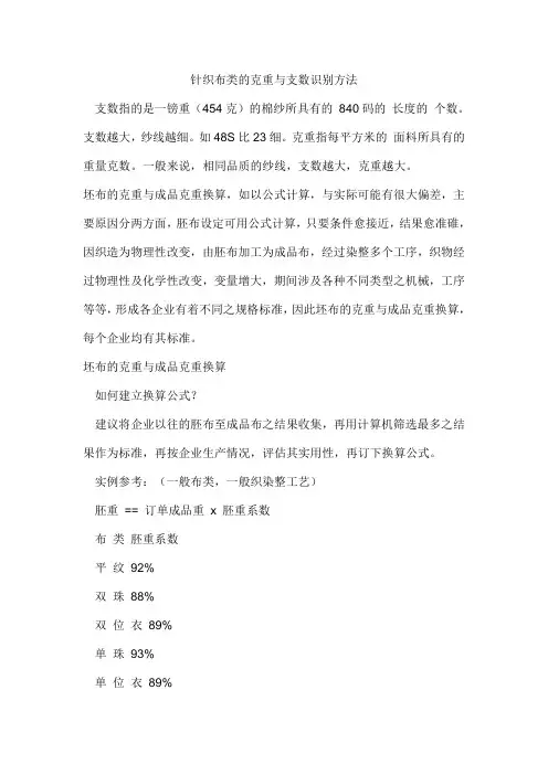 针织布类的克重与支数识别方法