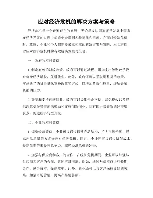 应对经济危机的解决方案与策略