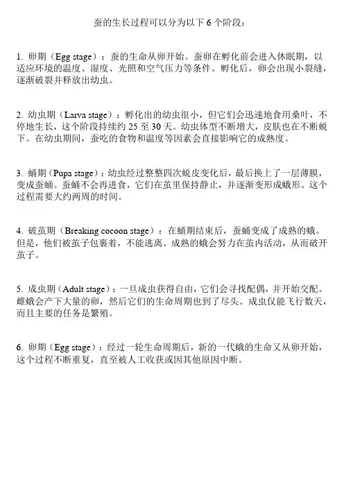 蚕的6个生长过程