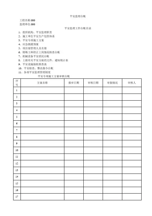 公路工程 安全监理台帐