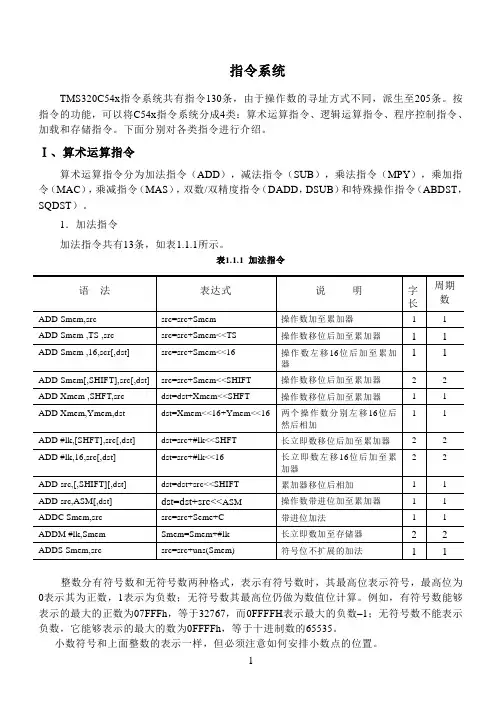 附录 TMS320C54X汇编语言指令系统