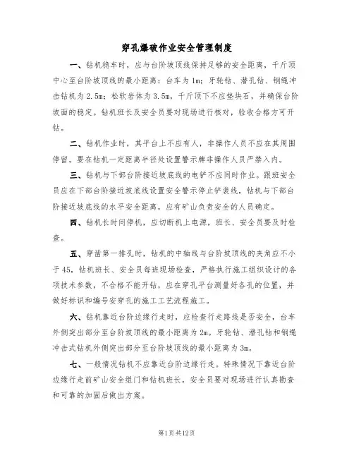 穿孔爆破作业安全管理制度（5篇）