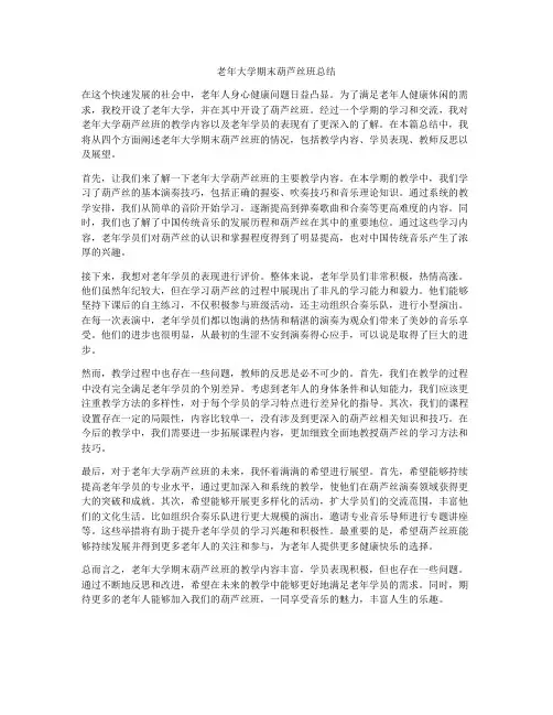 老年大学期末葫芦丝班总结