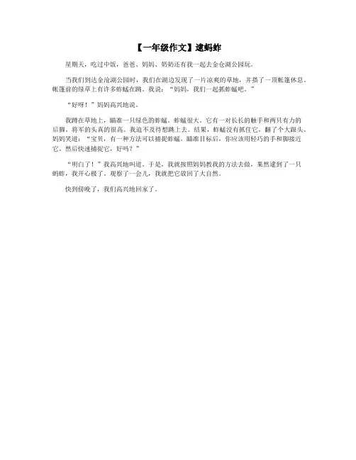 【一年级作文】逮蚂蚱
