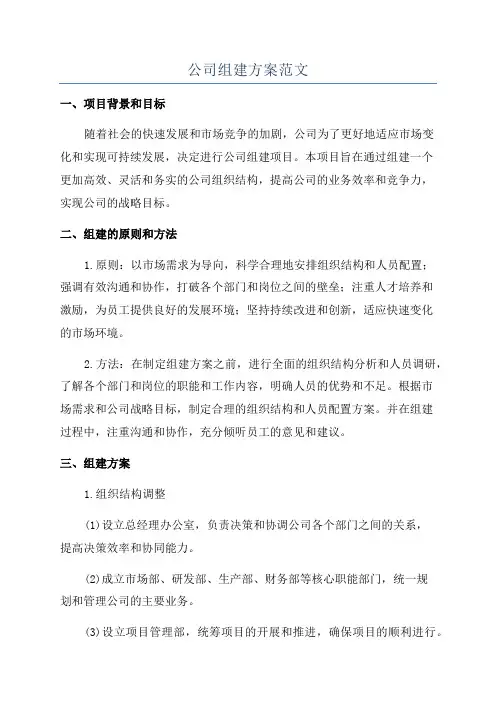 公司组建方案范文