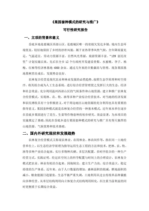 《果园套种模式的研究与推广》可行性研究报告