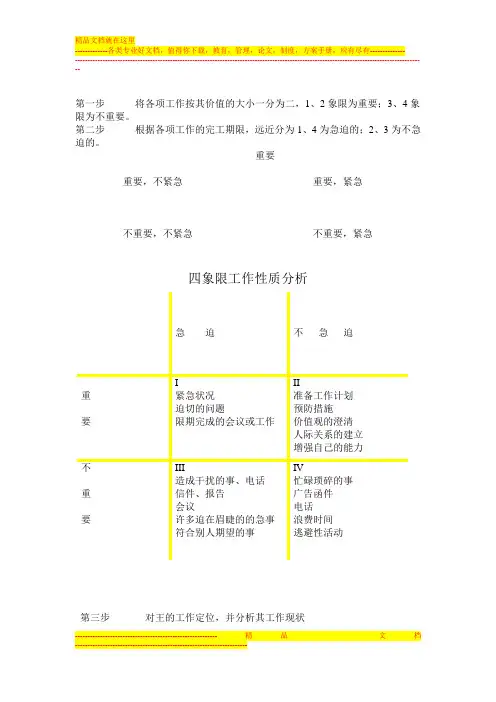 时间管理具体方法及四象限工作性质分析