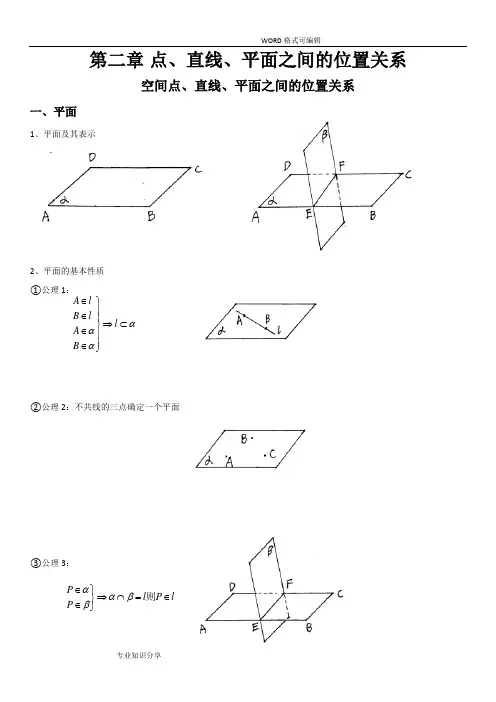 高中数学必修2《点、直线、平面之间的位置关系》知识点