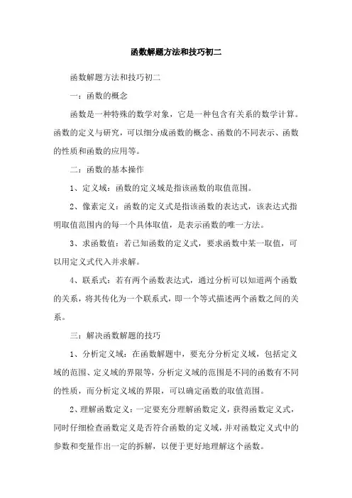函数解题方法和技巧初二