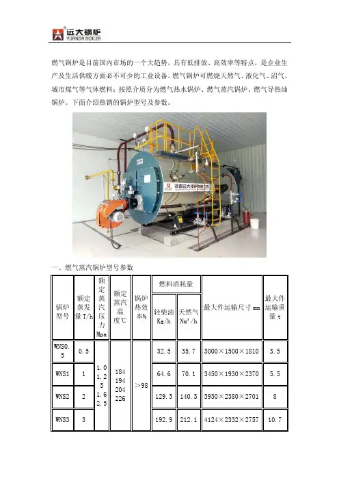 燃气锅炉型号及参数