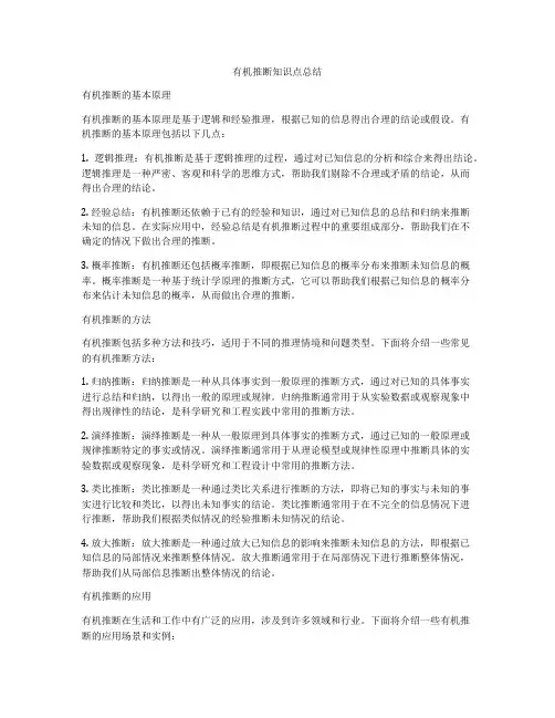 有机推断知识点总结
