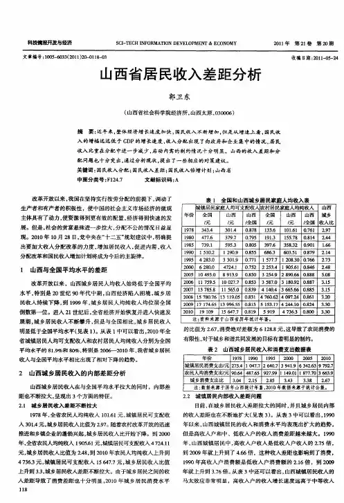 山西省居民收入差距分析