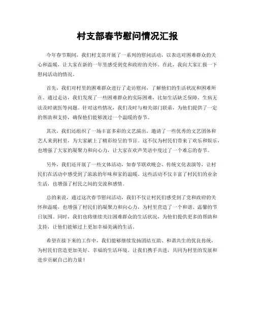 村支部春节慰问情况汇报