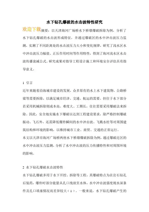 水下钻孔爆破的水击波特性研究