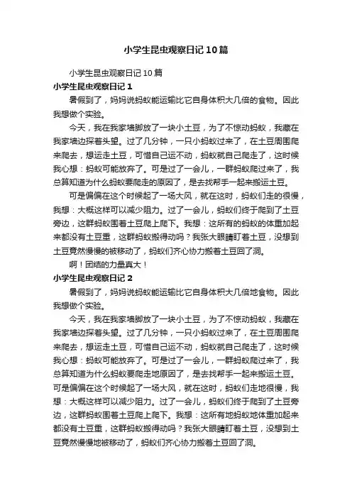 小学生昆虫观察日记10篇
