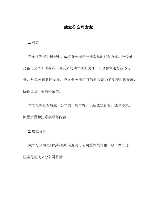 成立分公司方案