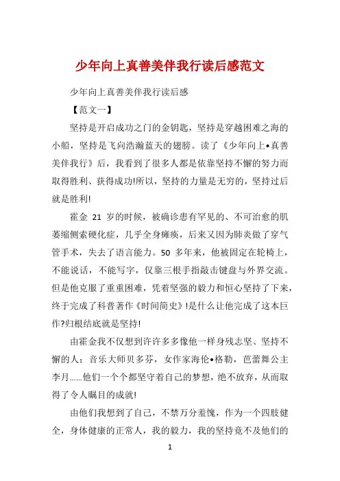 少年向上真善美伴我行读后感范文 