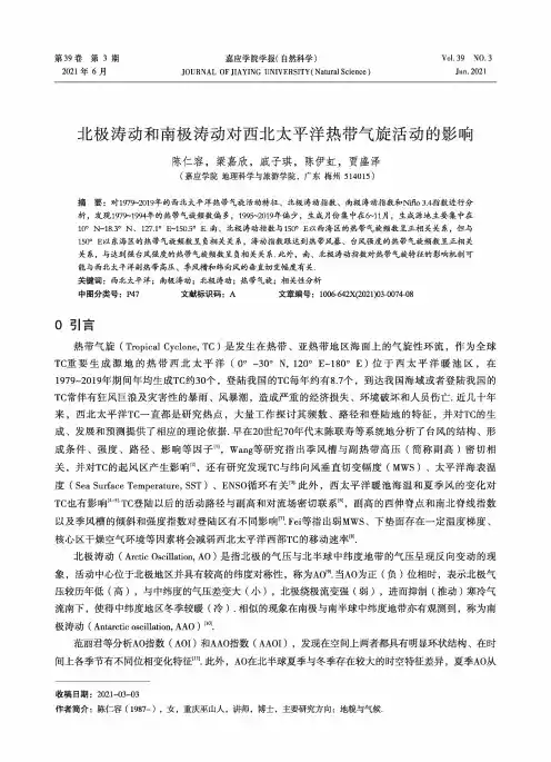 北极涛动和南极涛动对西北太平洋热带气旋活动的影响