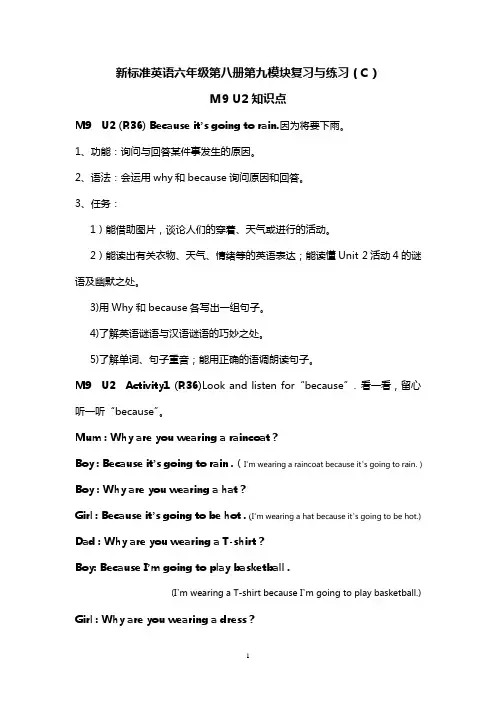 新标准英语六年级第八册第九模块复习与练习(C)