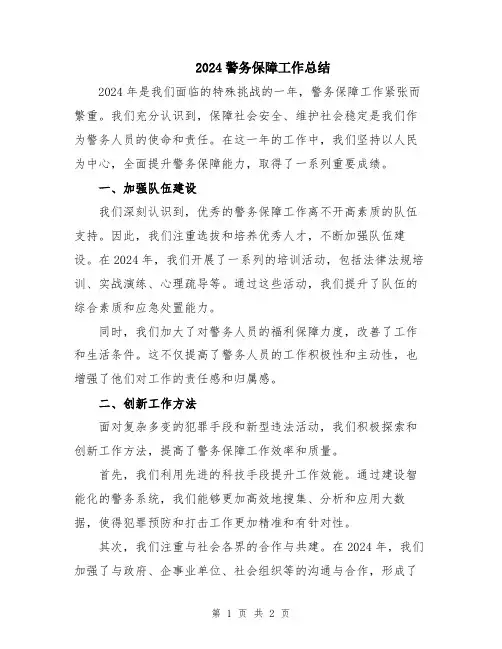 2024警务保障工作总结