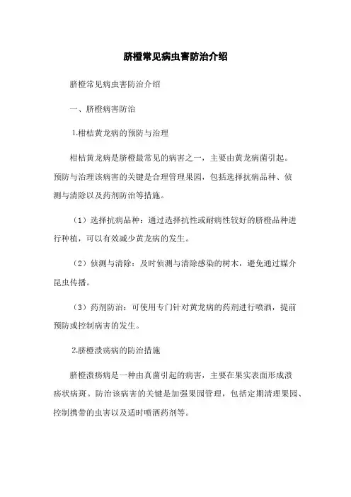 脐橙常见病虫害防治介绍