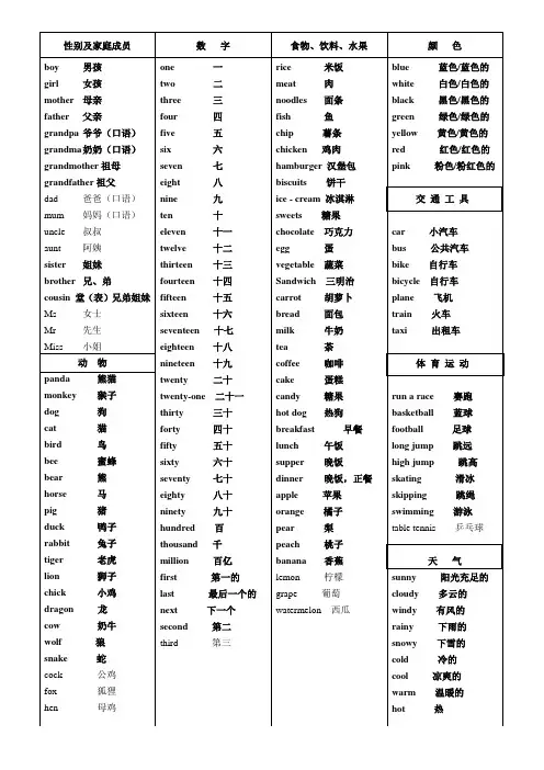 新标准英语单词汇总