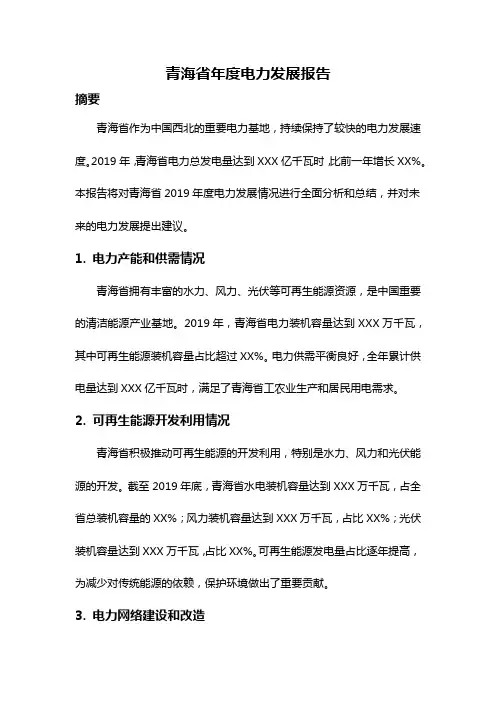 青海省年度电力发展报告