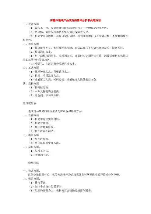 注塑中造成产品变色的原因分析和处理方法