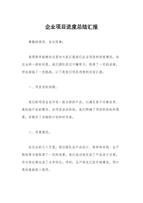 企业项目进度总结汇报