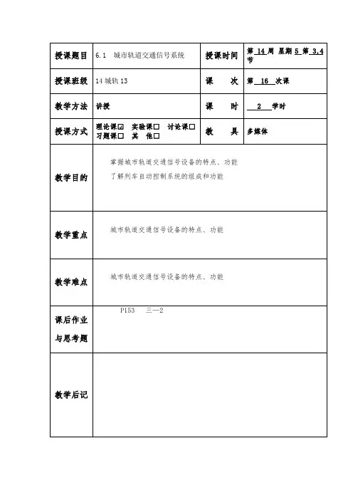 城市轨道交通信号系统