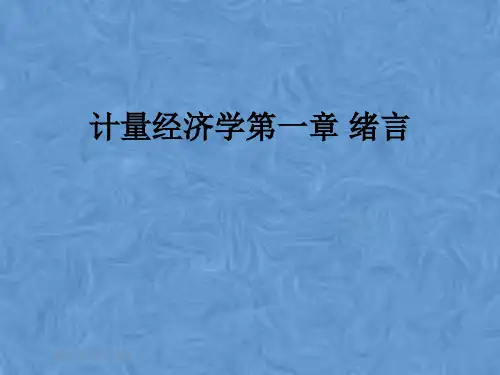 计量经济学第一章 绪言