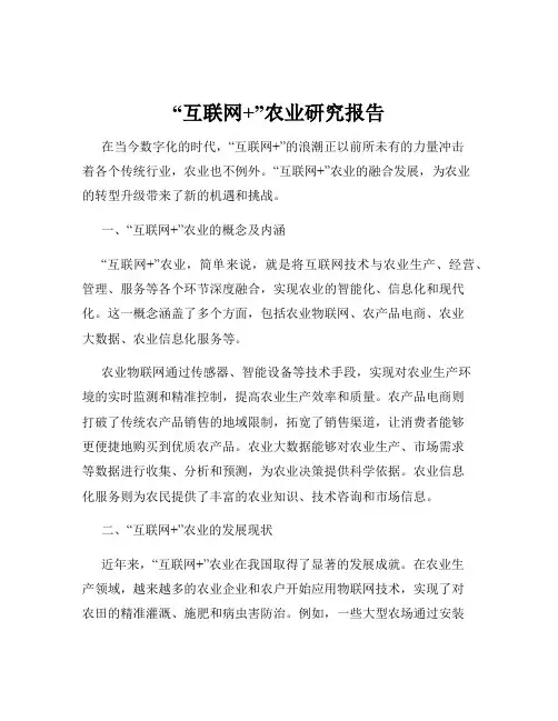 “互联网+”农业研究报告