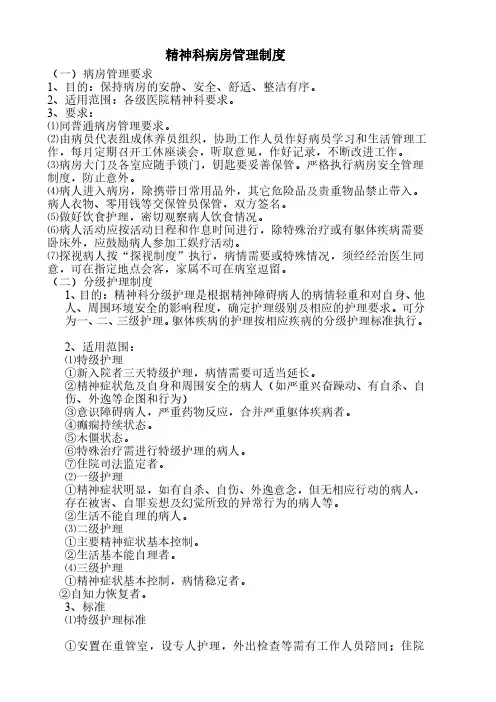 精神科病房管理制度