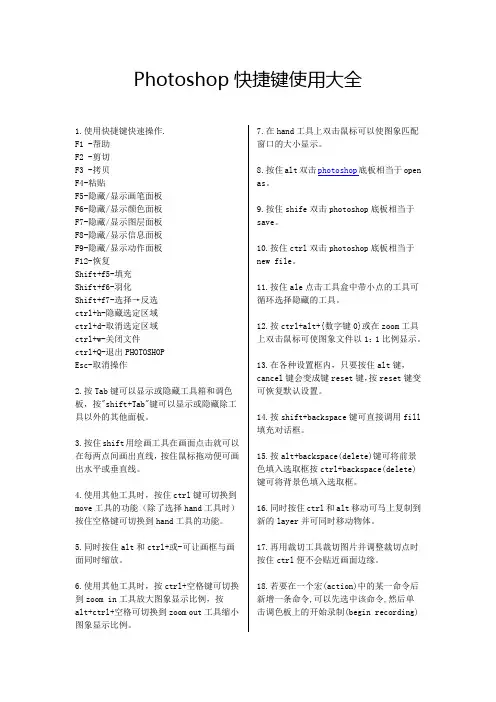 Photoshop快捷键使用大全