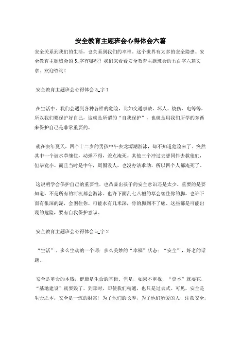 安全教育主题班会心得体会六篇