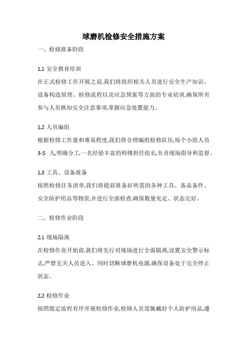 球磨机检修安全措施方案