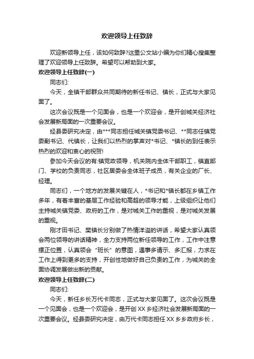 欢迎领导上任致辞
