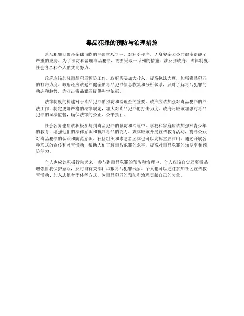 毒品犯罪的预防与治理措施