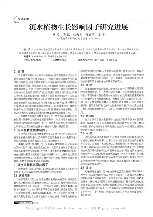沉水植物生长影响因子研究进展