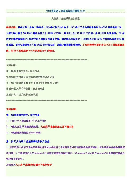 大白菜快速U盘装系统综合教程v5