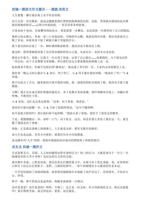 北京西城高考一模作文范文