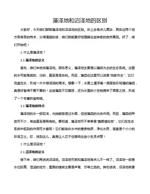 藻泽地和沼泽地的区别