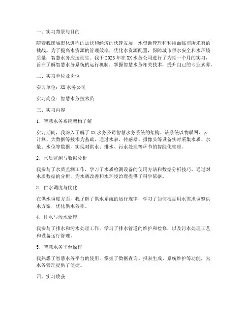 智慧水务实习报告
