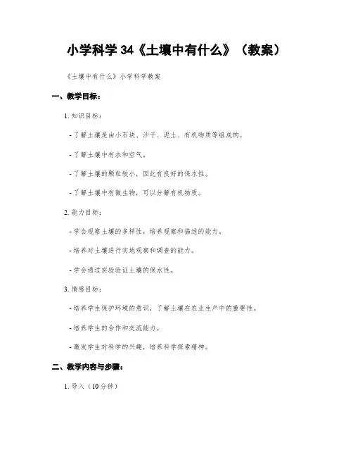 小学科学34《土壤中有什么》(教案)